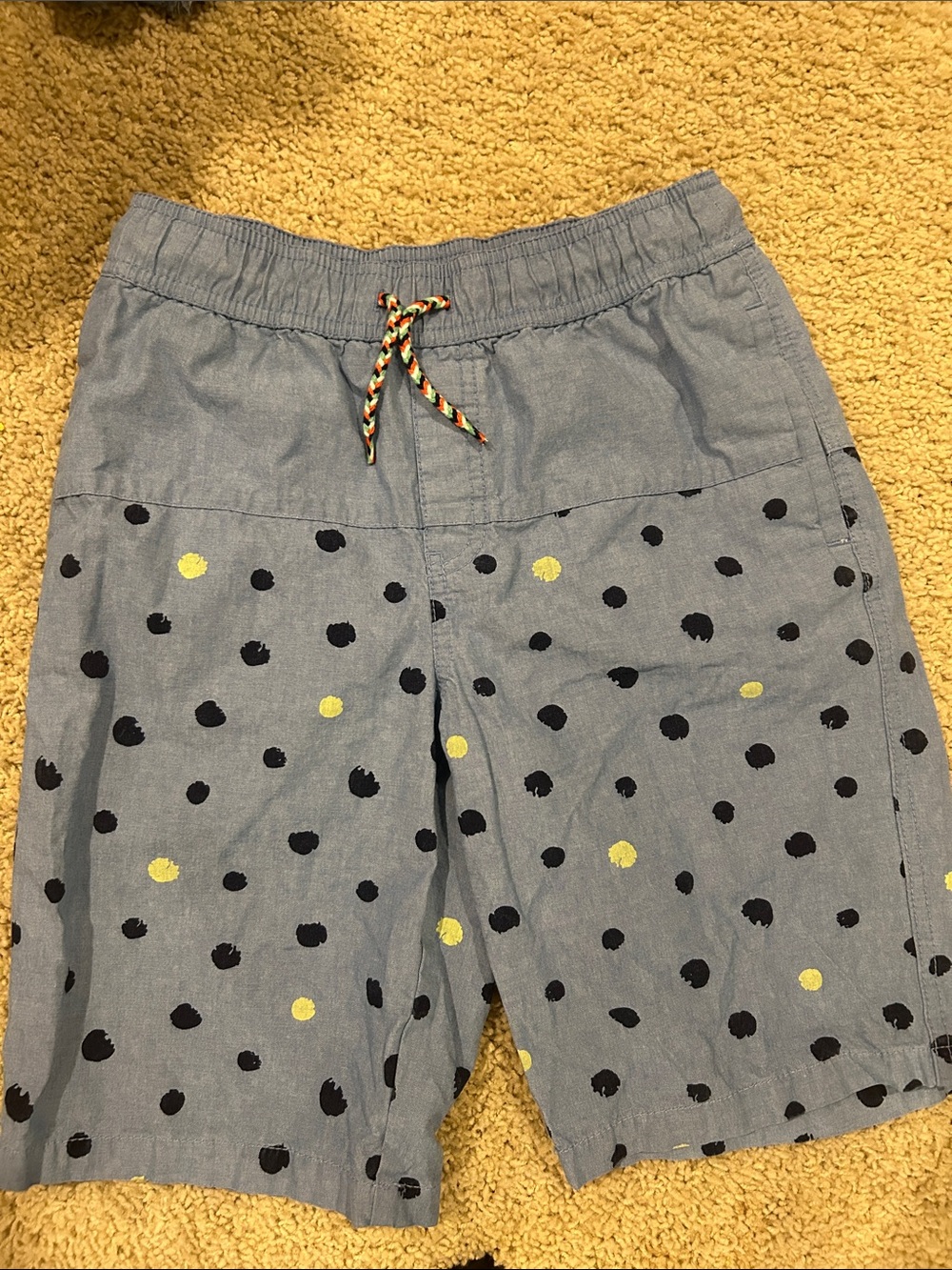 Cat & Jack Light Blue Polka Dot Athletic Shorts with Multicolor Drawstring